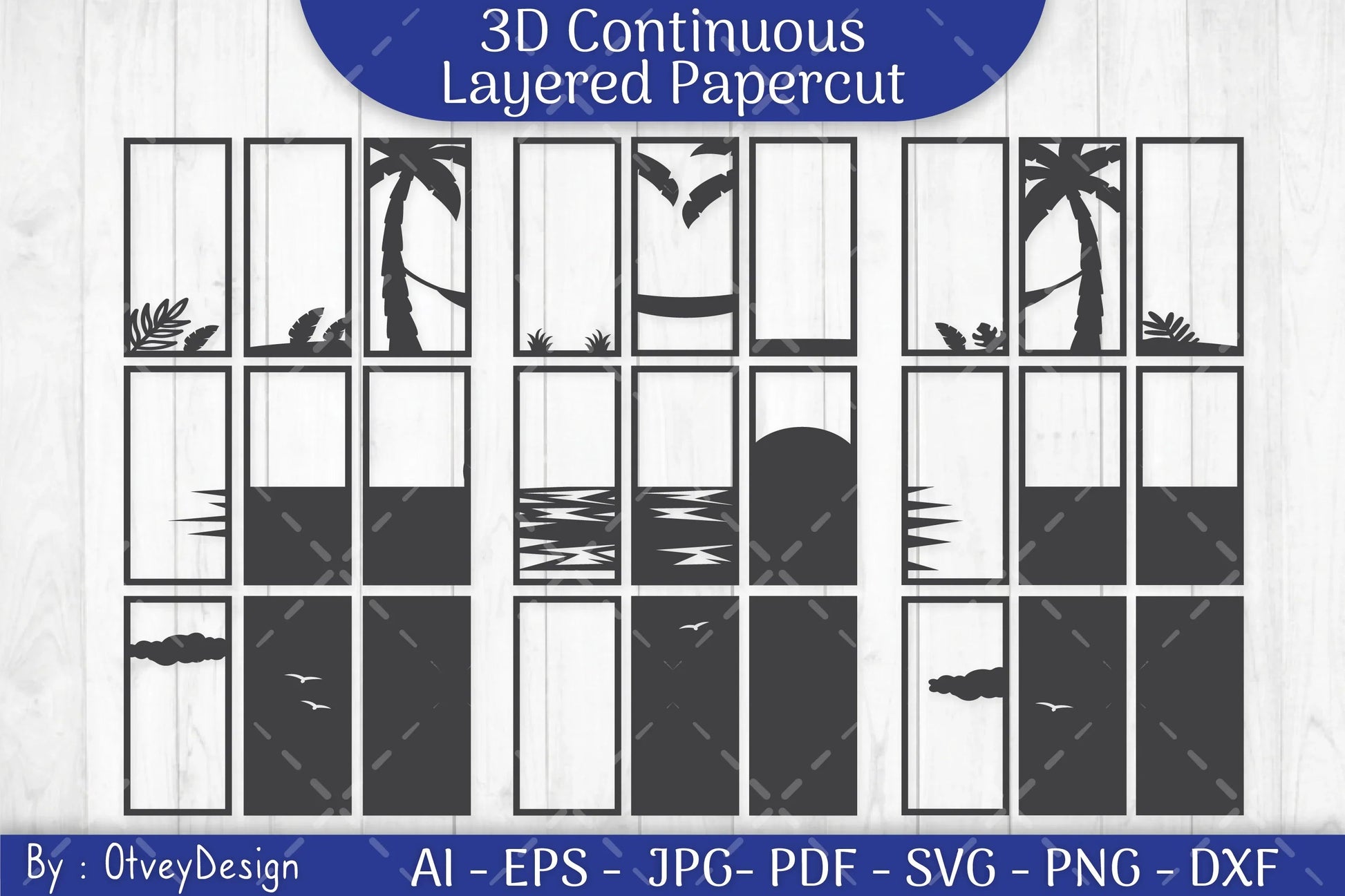 Tropical Beach 3D Layered Papercut SVG Bundle - CraftNest - Digital Crafting and Art