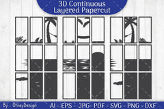 Tropical Beach 3D Layered Papercut SVG Bundle - CraftNest - Digital Crafting and Art