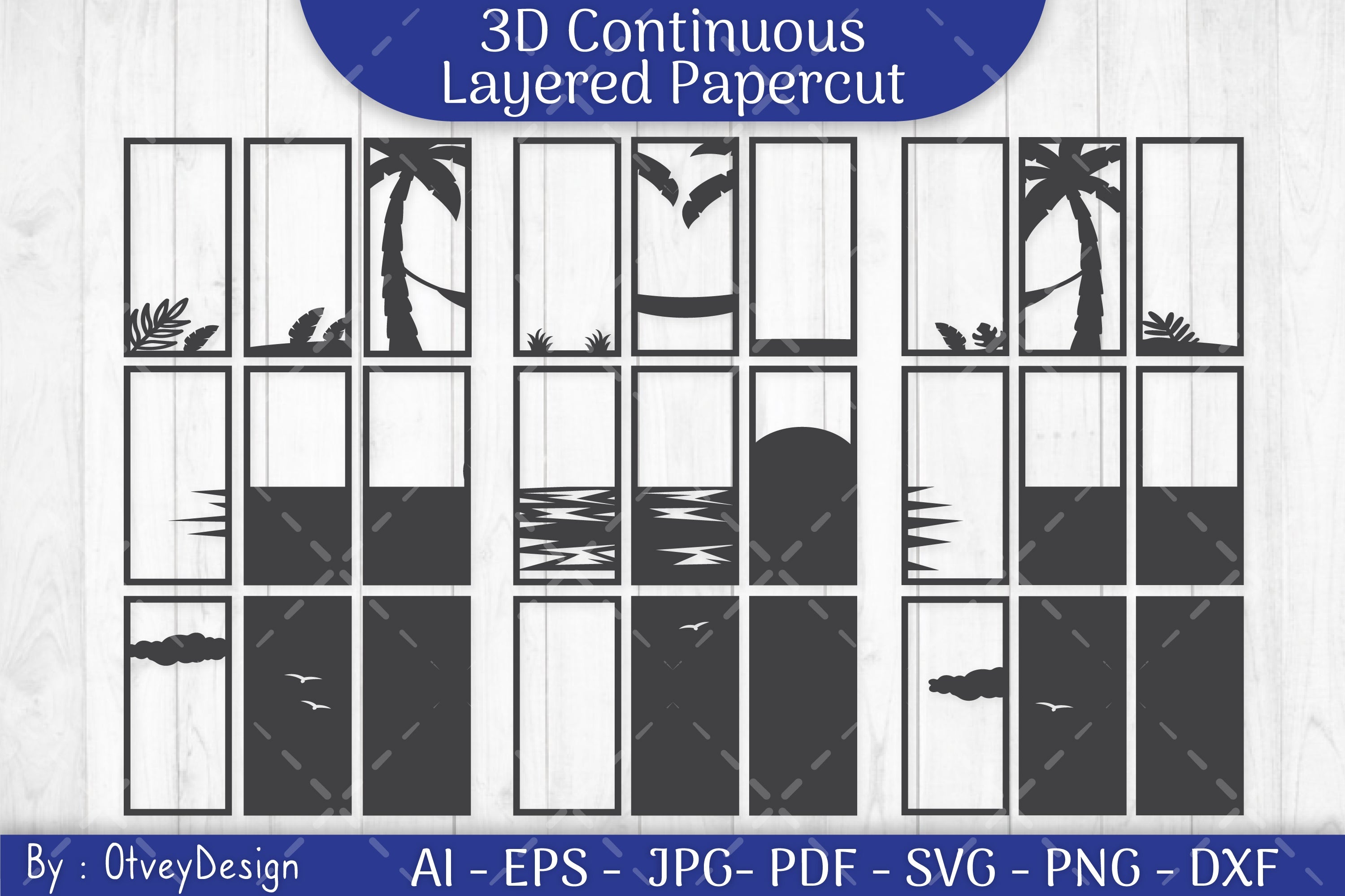 Tropical Beach 3D Layered Papercut SVG Bundle