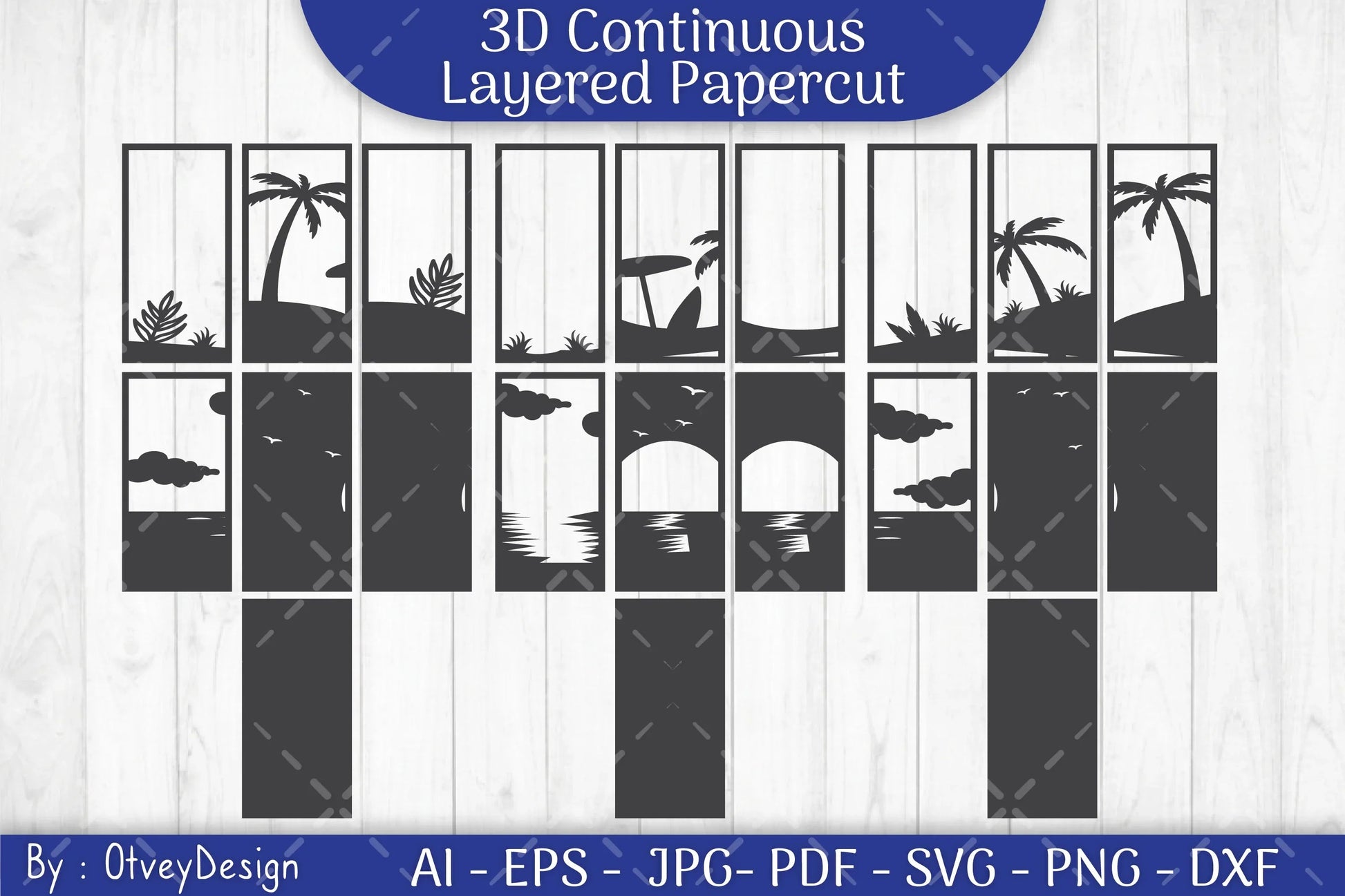 Tropical Beach 3D Layered Papercut SVG Bundle - CraftNest - Digital Crafting and Art