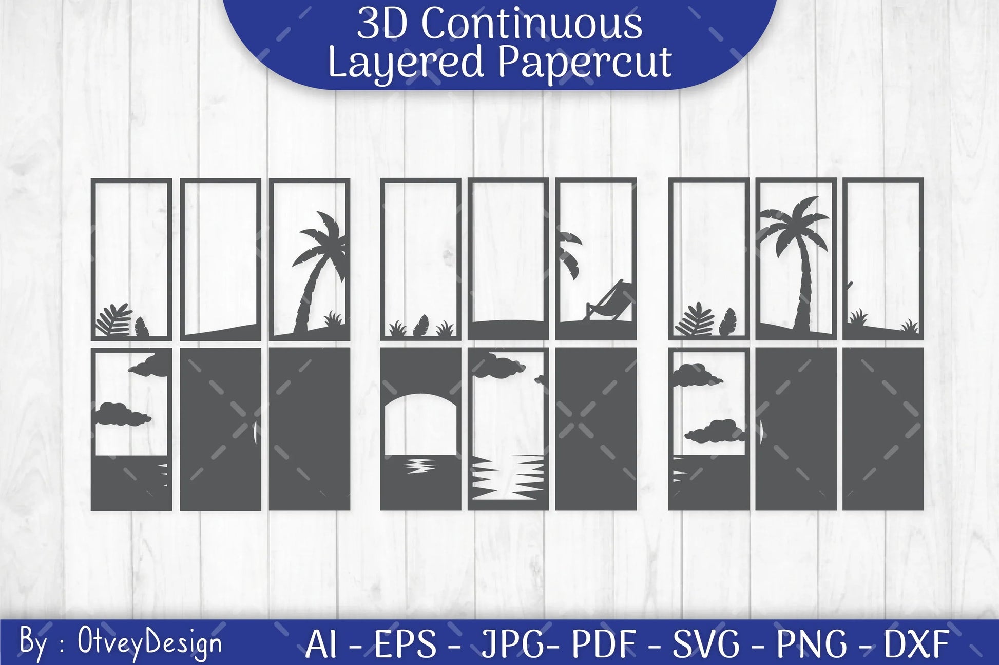 Tropical Beach 3D Layered Papercut SVG Bundle - CraftNest - Digital Crafting and Art