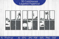Tropical Beach 3D Layered Papercut SVG Bundle - CraftNest - Digital Crafting and Art