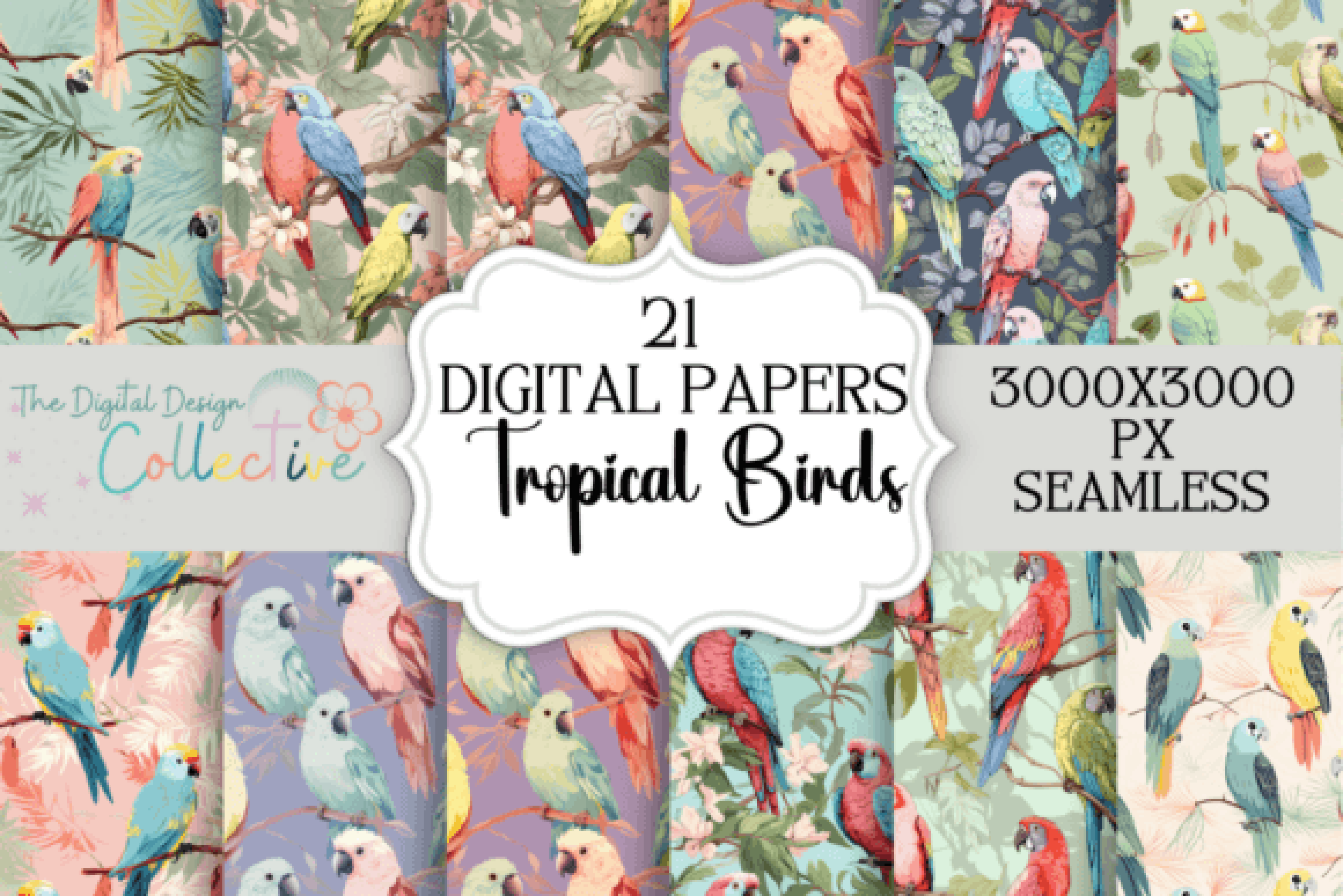 Tropical Birds Digital Paper