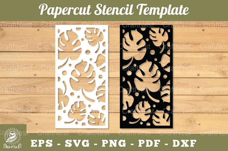 Tropical Leaves Papercut Stencil Clipart Bundle - CraftNest - Digital Crafting and Art