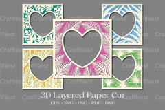Tropical Frame 3D Layered Paper Cut Clipart Bundle - CraftNest - Digital Crafting and Art