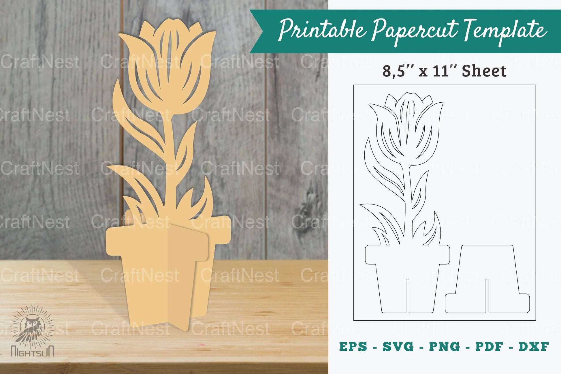 Tulip Flower Printable Cut Template Clipart Bundle - CraftNest - Digital Crafting and Art