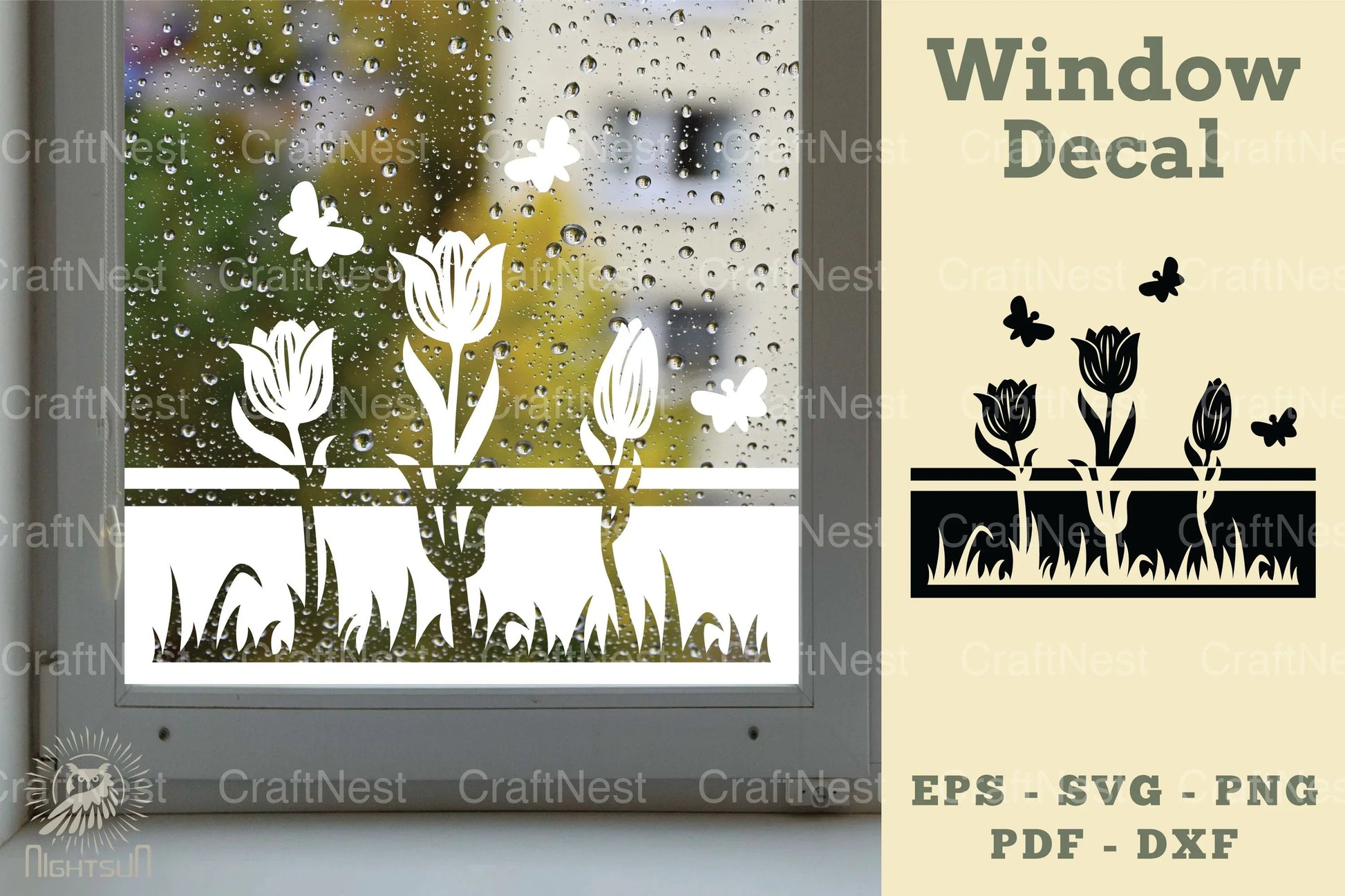 Tulip Flower Window Decal Clipart Bundle - CraftNest - Digital Crafting and Art