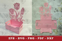 Tulip Flowers Box Display Papercut Clipart Bundle - CraftNest - Digital Crafting and Art