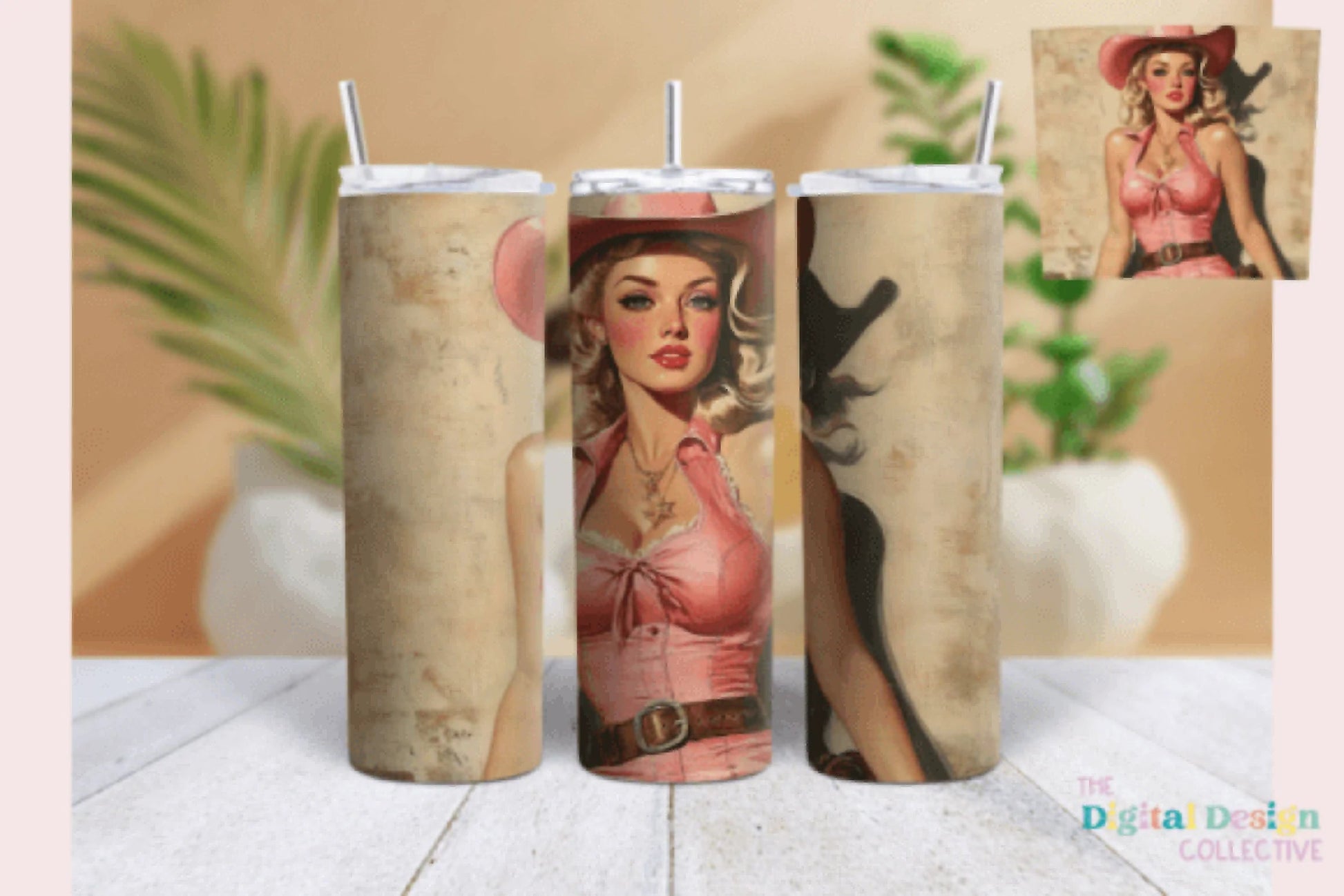 Vintage Pinup Girl Western Tumbler Wrap Bundle - CraftNest - Digital Crafting and Art