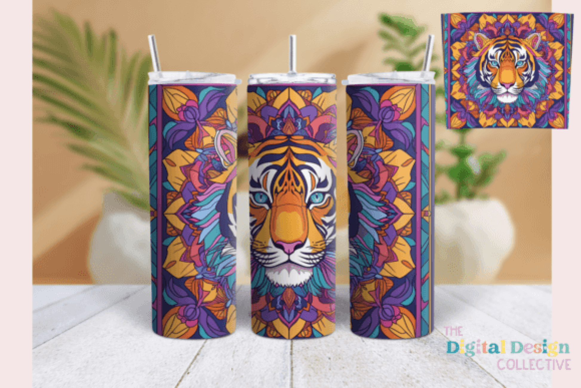 Floral Tiger Tumbler Wrap Bundle - CraftNest - Digital Crafting and Art