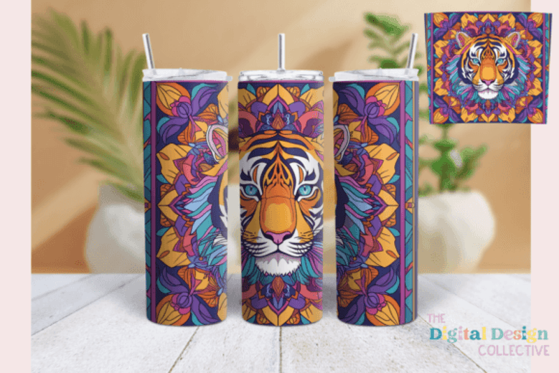 Floral Tiger Tumbler Wrap Bundle - CraftNest - Digital Crafting and Art