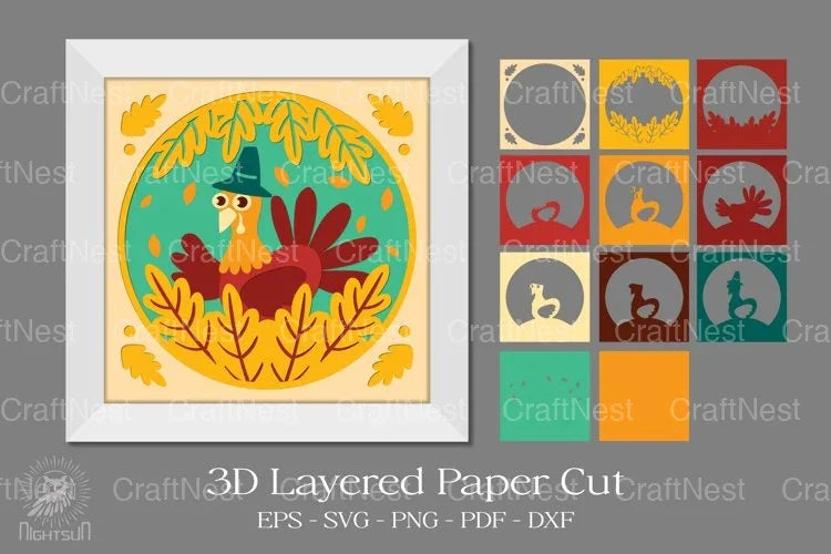 Thanksgiving Turkey Layered Paper Cut Clipart Bundle - CraftNest - Digital Crafting and Art