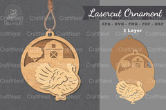 Turkeys On The Farm Laser Cut Ornament Clipart - CraftNest - Digital Crafting and Art