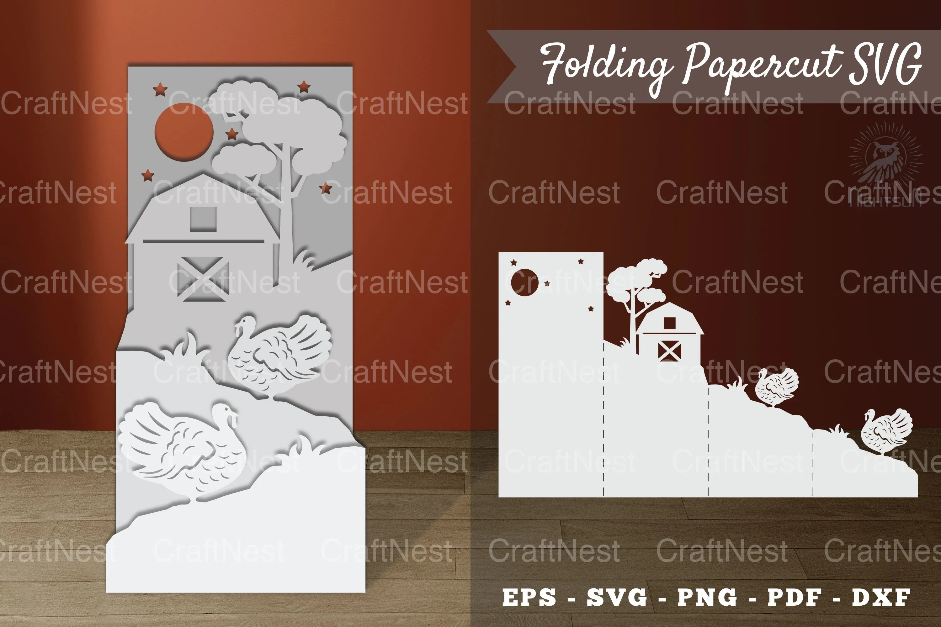 Turkeys on the Farm Papercut SVG Bundle - CraftNest - Digital Crafting and Art