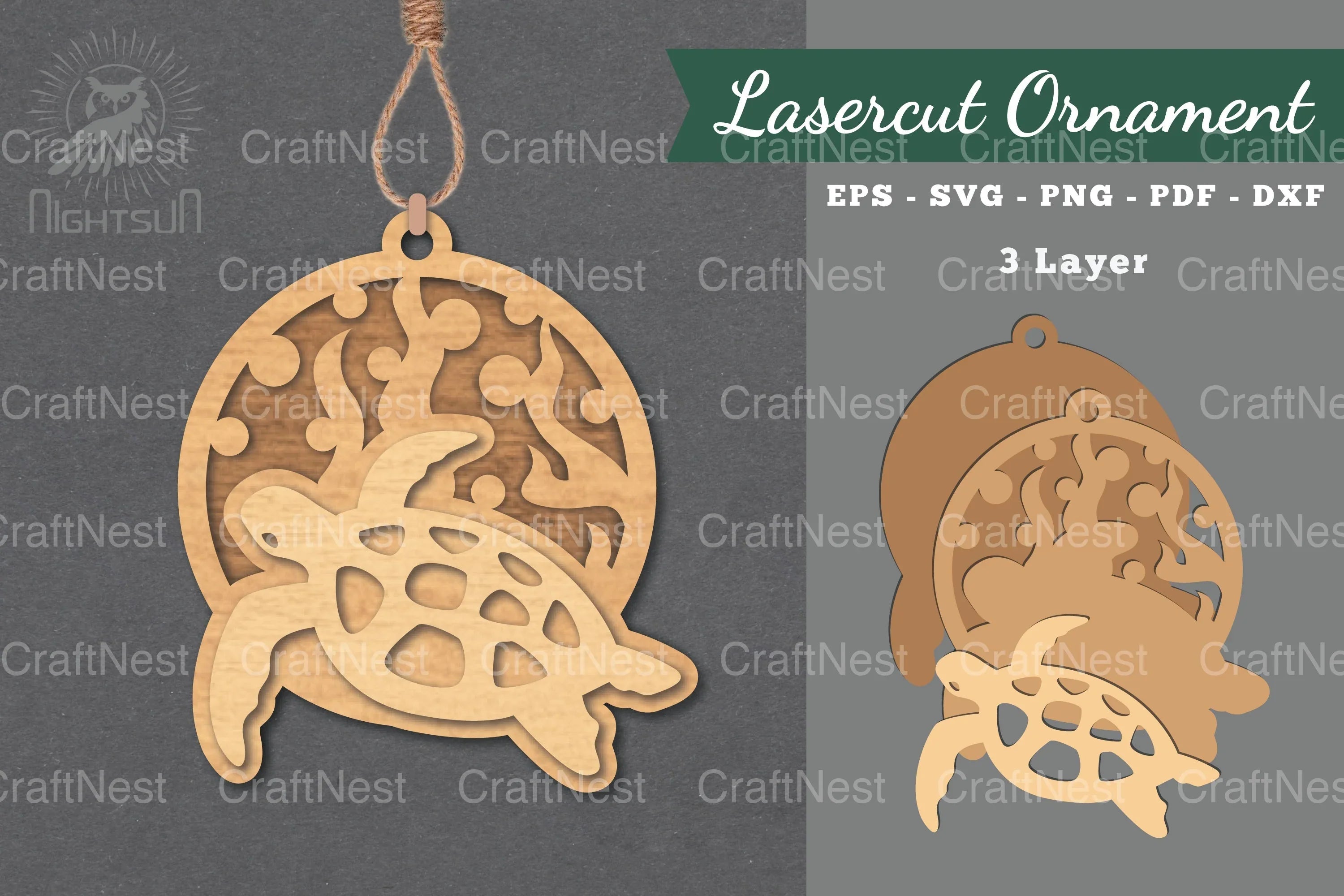 Turtle Laser Cut Ornament SVG Bundle - CraftNest - Digital Crafting and Art