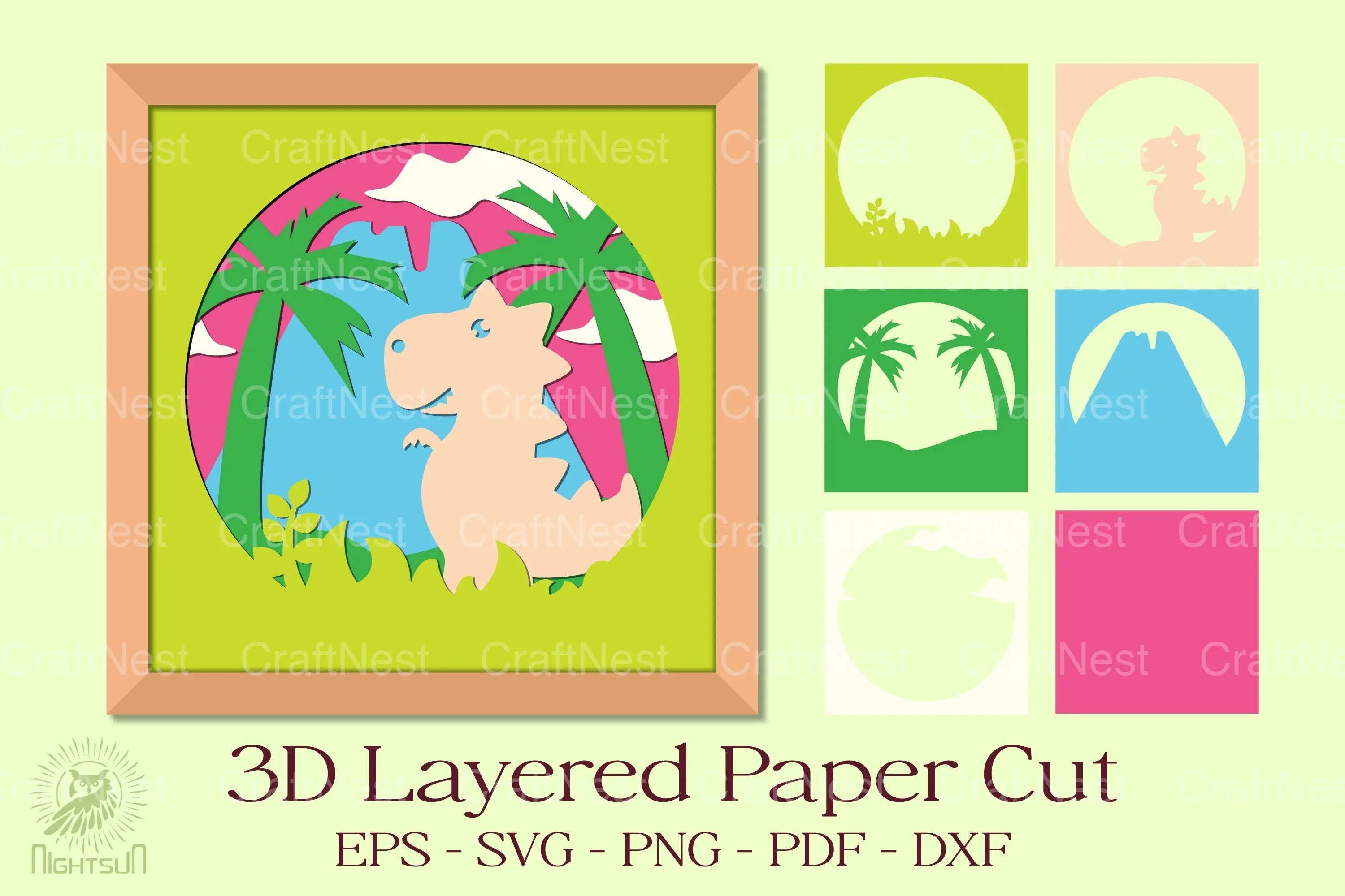 Tyrannosaurus 3D Layered Papercut Clipart Bundle - CraftNest - Digital Crafting and Art