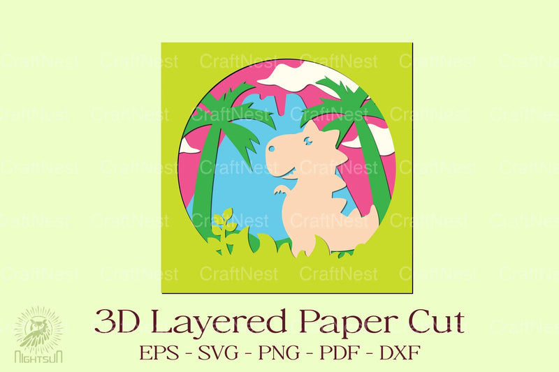 Tyrannosaurus 3D Layered Papercut Clipart Bundle - CraftNest - Digital Crafting and Art