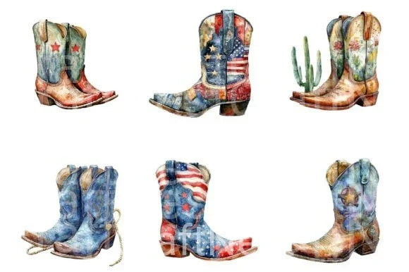 USA Cowboy Boots Clipart Bundle - CraftNest - Digital Crafting and Art