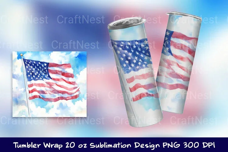 USA Flag Tumbler Wrap - CraftNest - Digital Crafting and Art