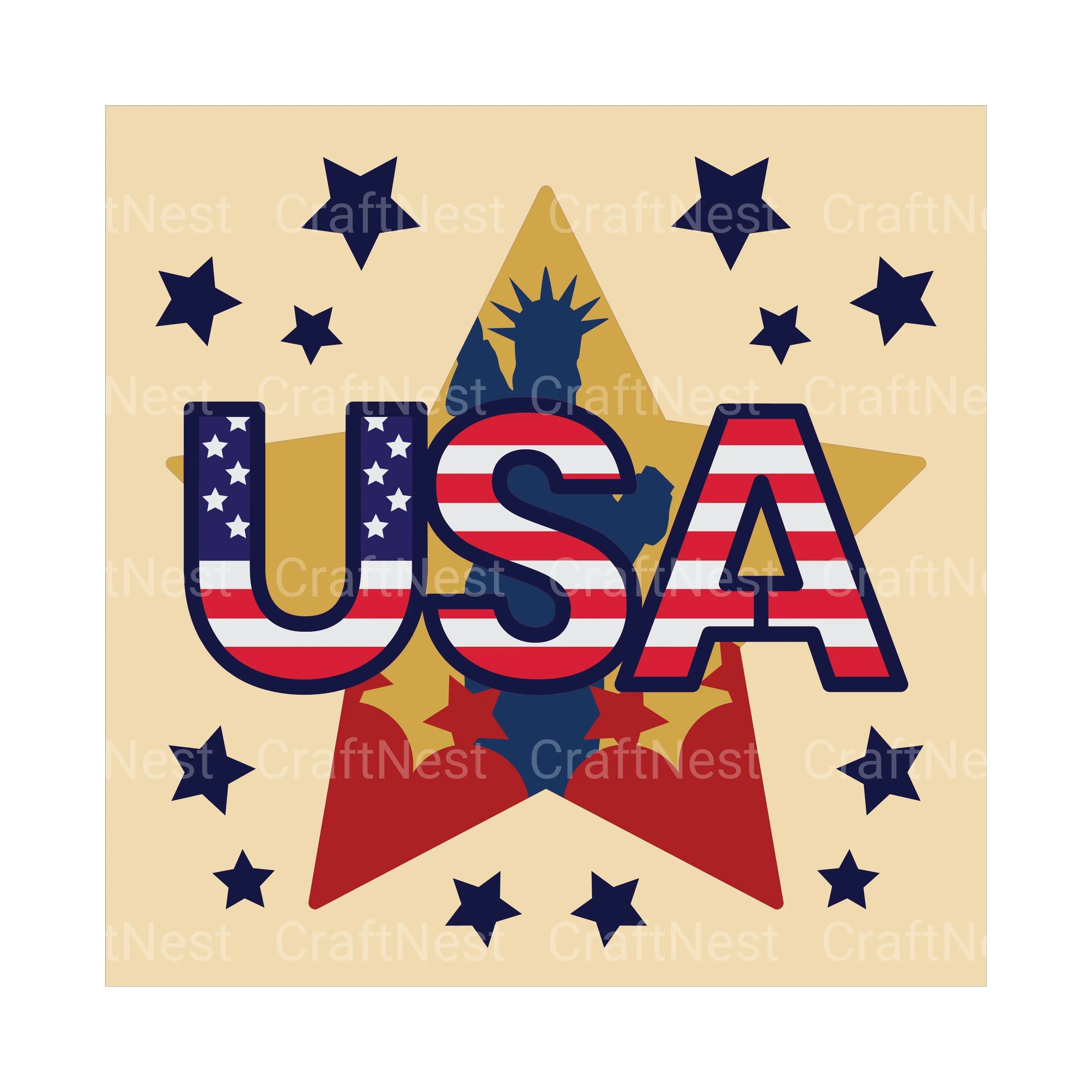 USA Sign Layered Box Paper Cut SVG Bundle - CraftNest - Digital Crafting and Art