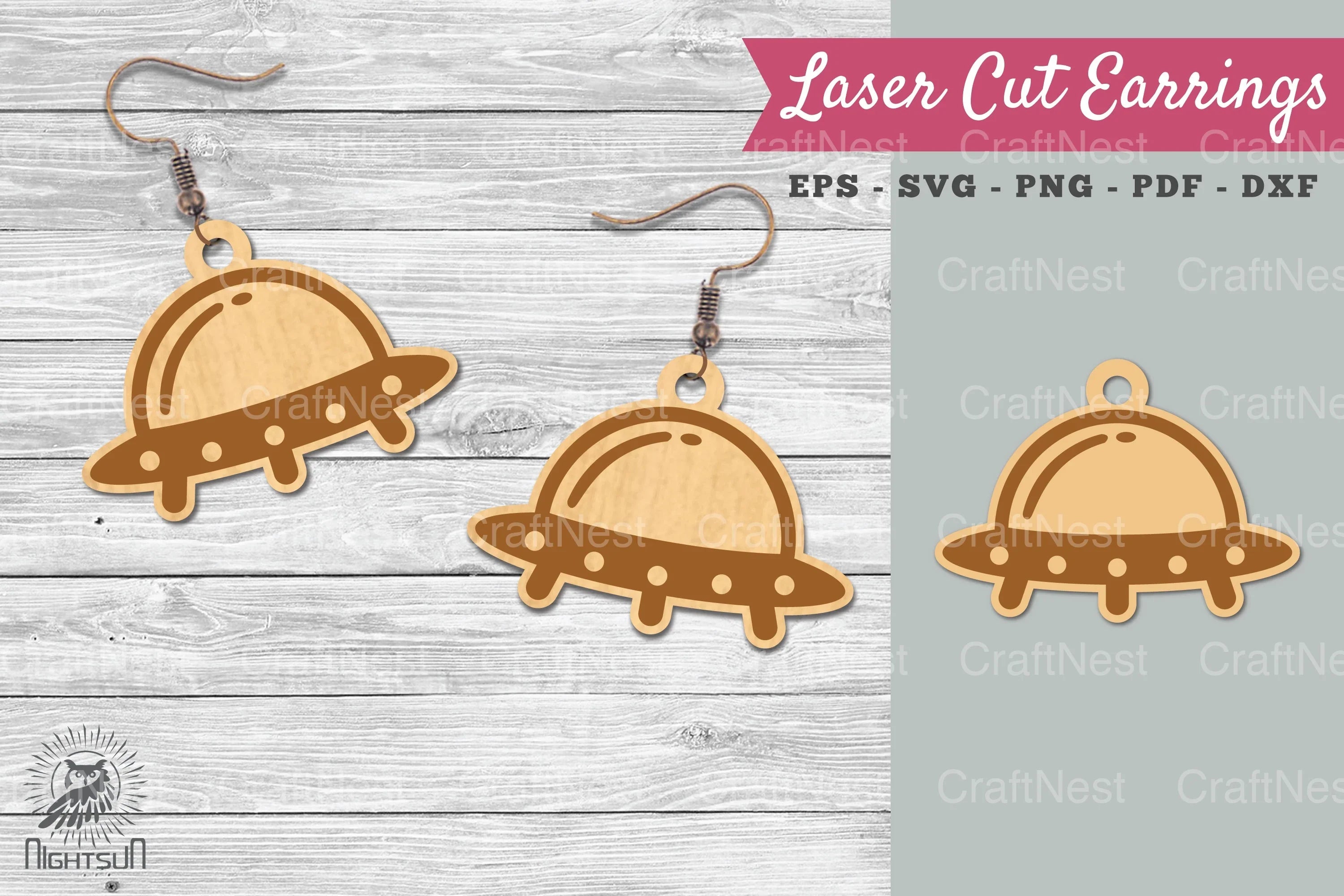 UFO Laser Cut Earrings SVG Bundle - CraftNest - Digital Crafting and Art
