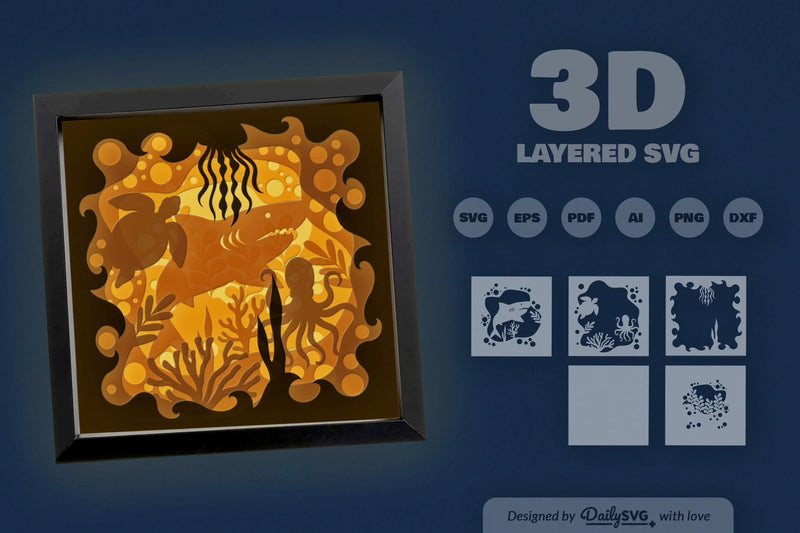Under the Sea Coral Reef Papercut SVG Bundle - CraftNest - Digital Crafting and Art