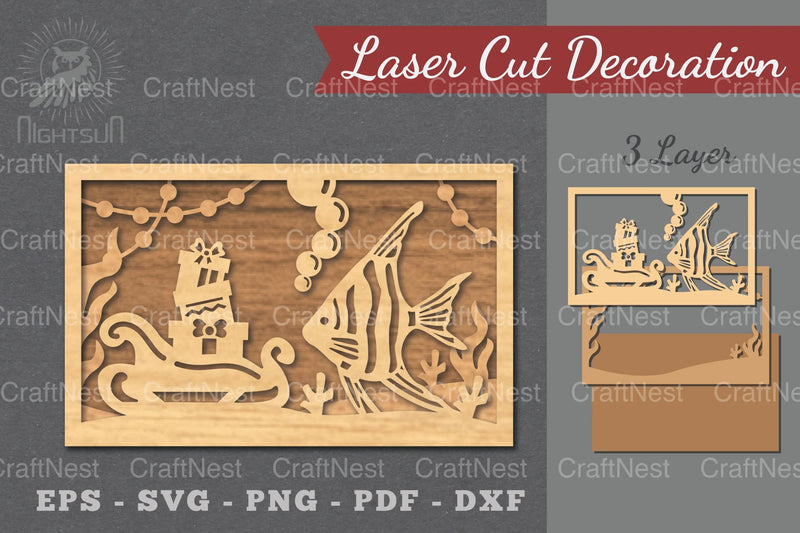 Underwater Christmas Scene Laser Cut Decoration Clipart Bundle - CraftNest - Digital Crafting and Art