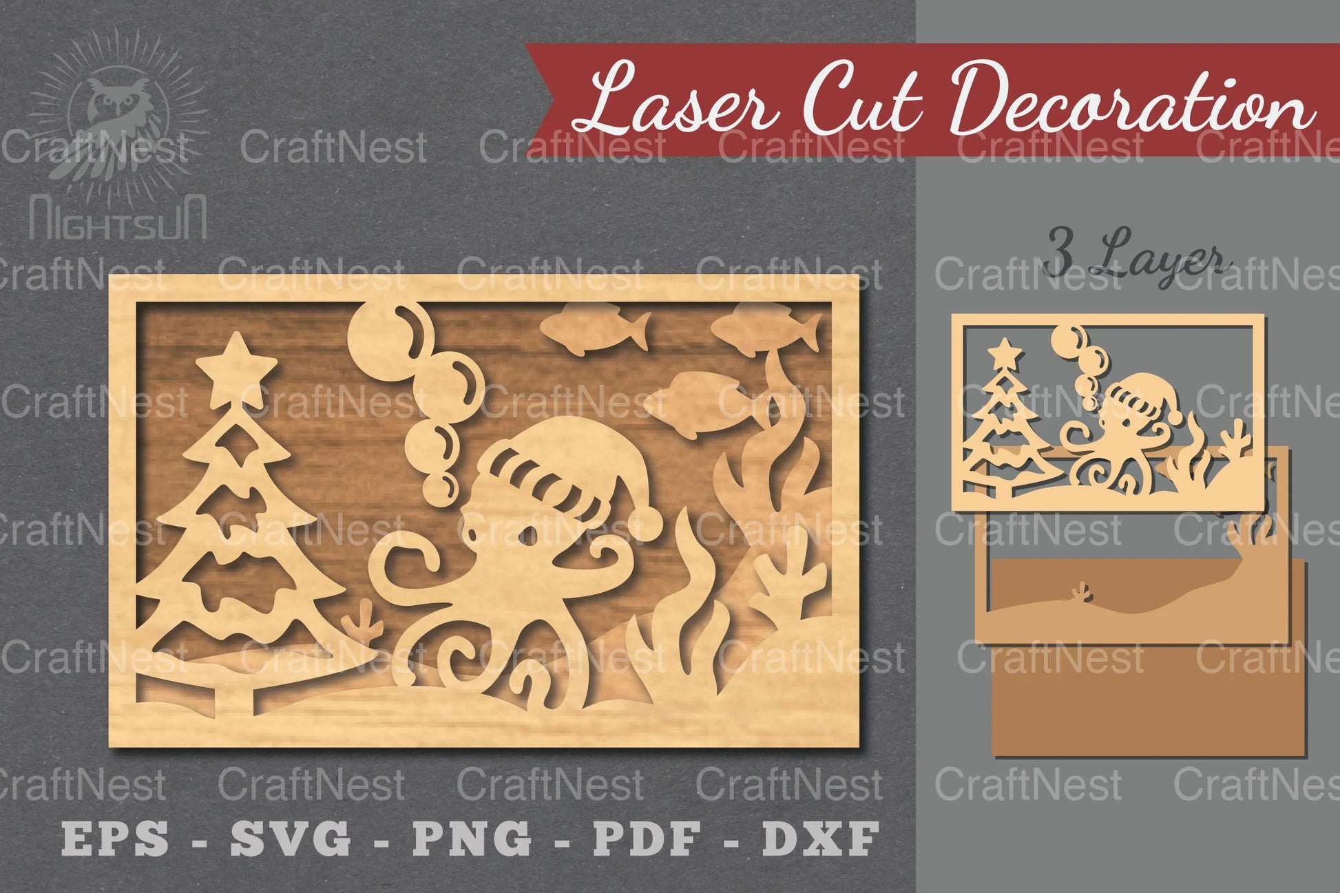Underwater Christmas Scene Laser Cut Decoration Clipart Bundle - CraftNest - Digital Crafting and Art