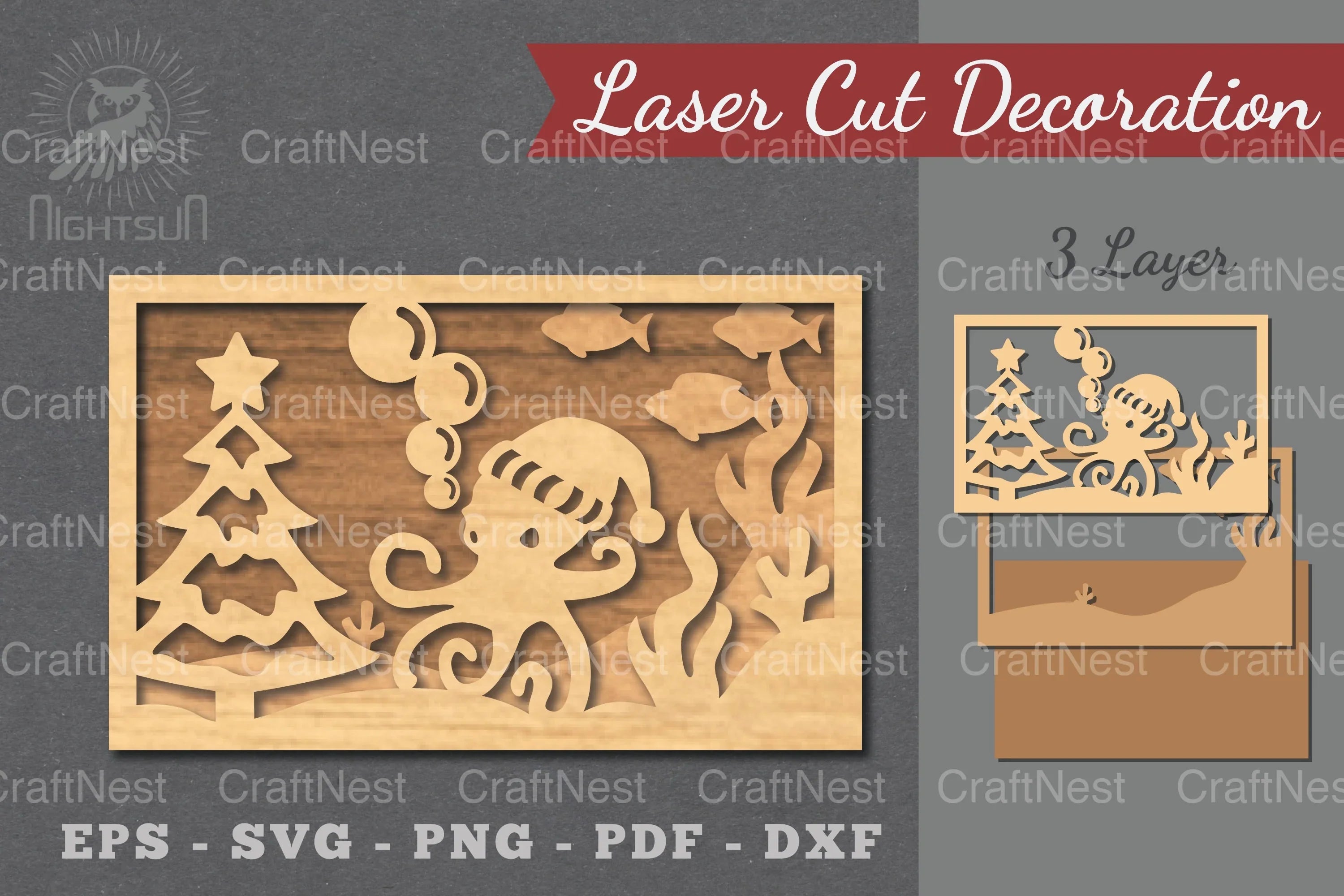 Underwater Christmas Scene Laser Cut Decoration Clipart Bundle - CraftNest - Digital Crafting and Art