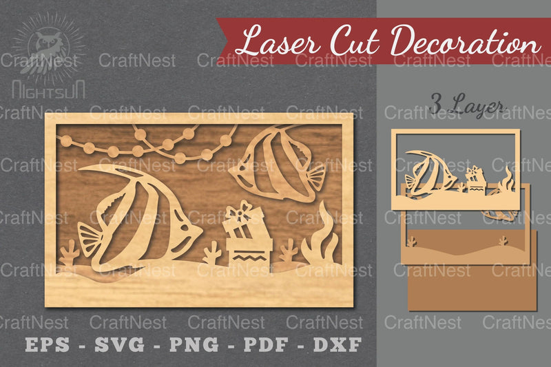 Underwater Christmas Scene Laser Cut Decoration Clipart Bundle - CraftNest - Digital Crafting and Art