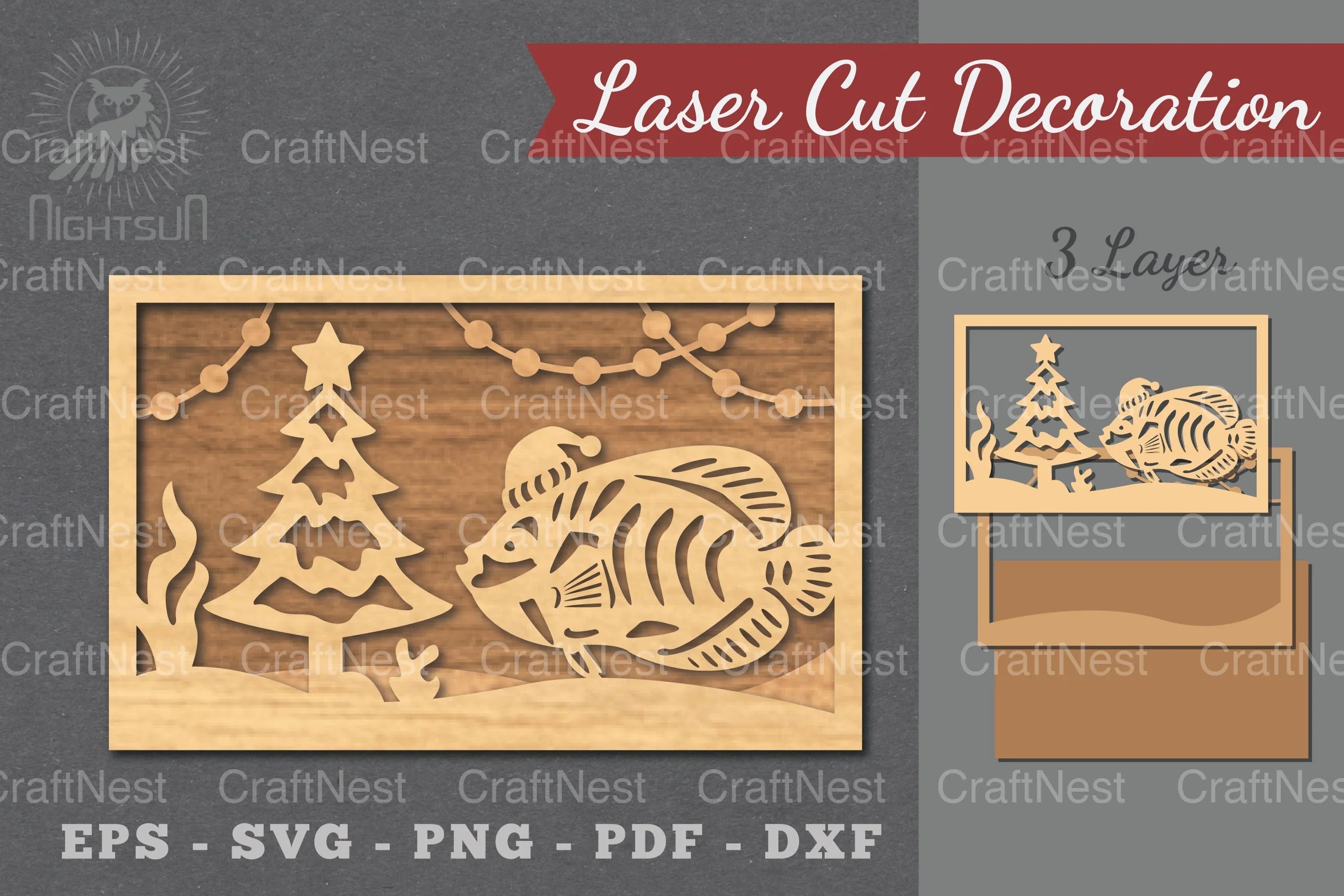 Underwater Christmas Scene Laser Cut Decoration Clipart Bundle - CraftNest - Digital Crafting and Art