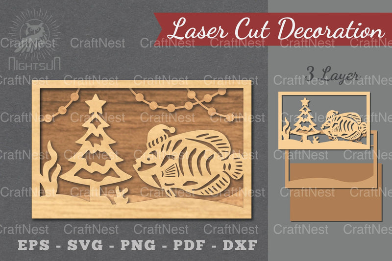 Underwater Christmas Scene Laser Cut Decoration Clipart Bundle - CraftNest - Digital Crafting and Art