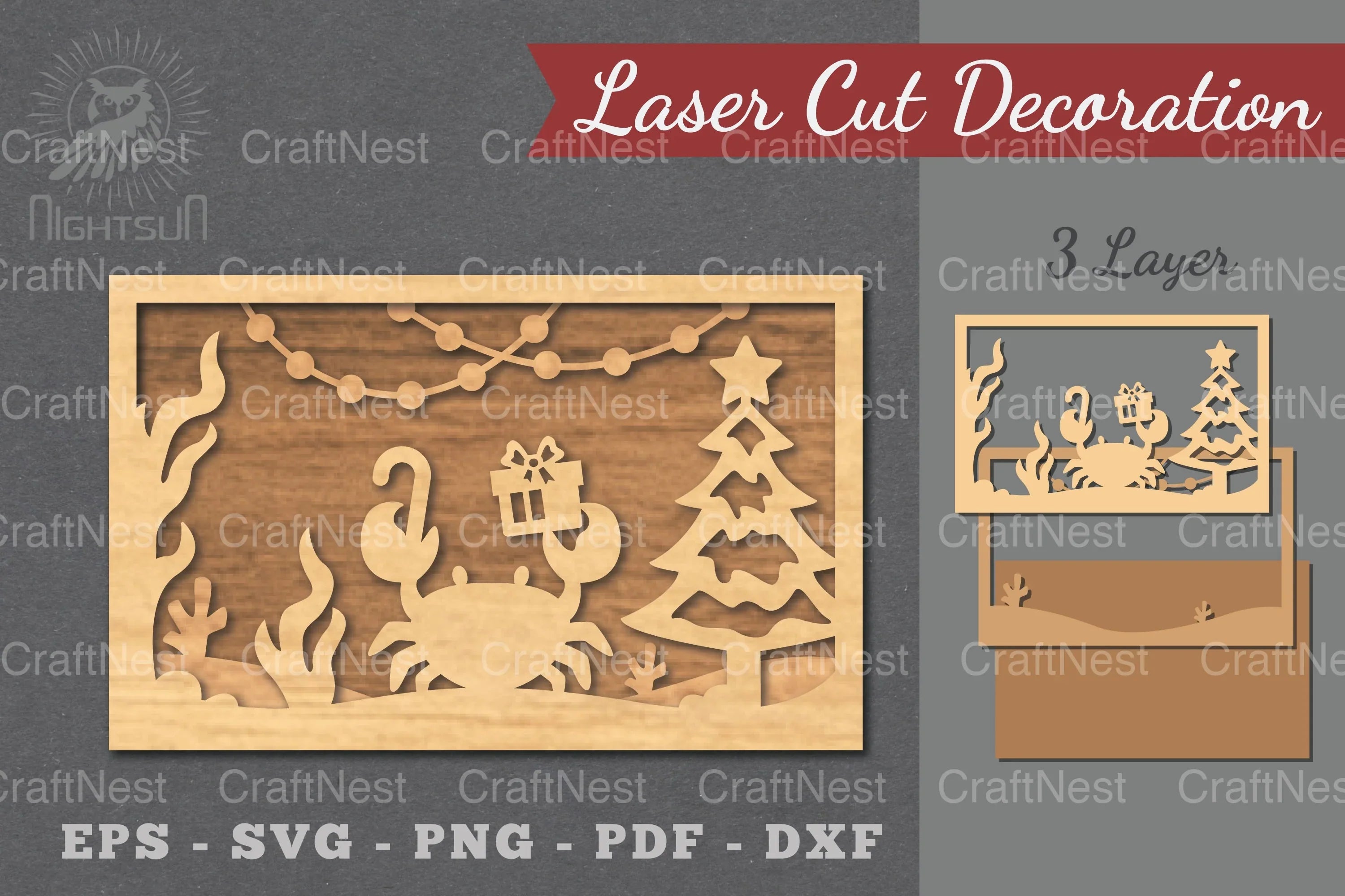 Underwater Christmas Scene Laser Cut Decoration Clipart Bundle - CraftNest - Digital Crafting and Art