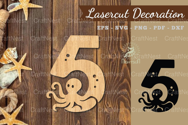 Underwater Number Five Lasercut Decoration Clipart Bundle - CraftNest - Digital Crafting and Art