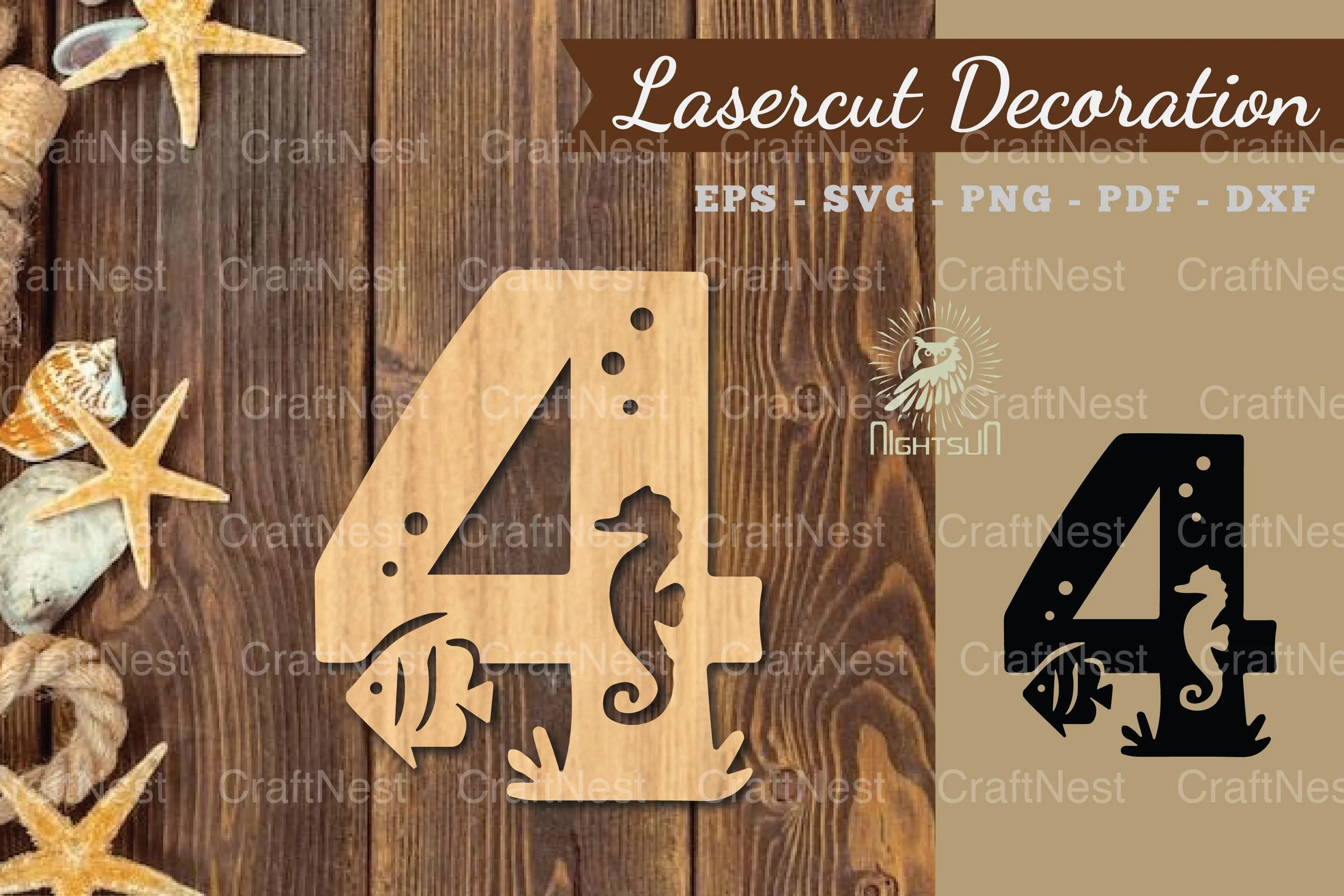 Underwater Number Four Lasercut Decoration Clipart Bundle - CraftNest - Digital Crafting and Art