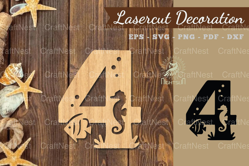 Underwater Number Four Lasercut Decoration Clipart Bundle - CraftNest - Digital Crafting and Art