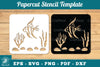 Underwater Scene Papercut Stencil Clipart Bundle