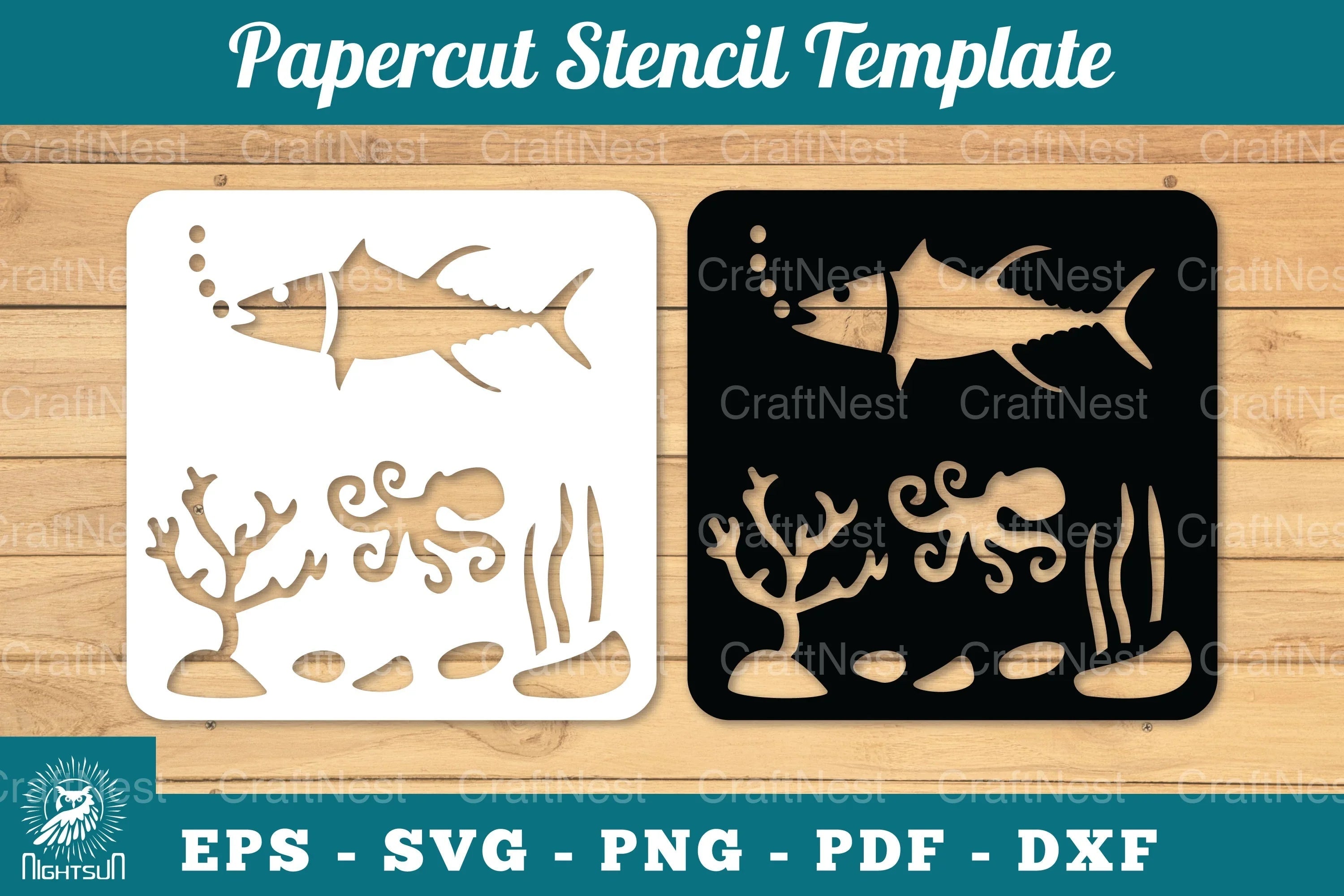 Underwater Scene Papercut Stencil Clipart Bundle - CraftNest - Digital Crafting and Art
