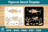 Underwater Scene Papercut Stencil Clipart Bundle
