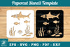 Underwater Scene Papercut Stencil Clipart Bundle