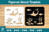 Underwater Scene Papercut Stencil Clipart Bundle