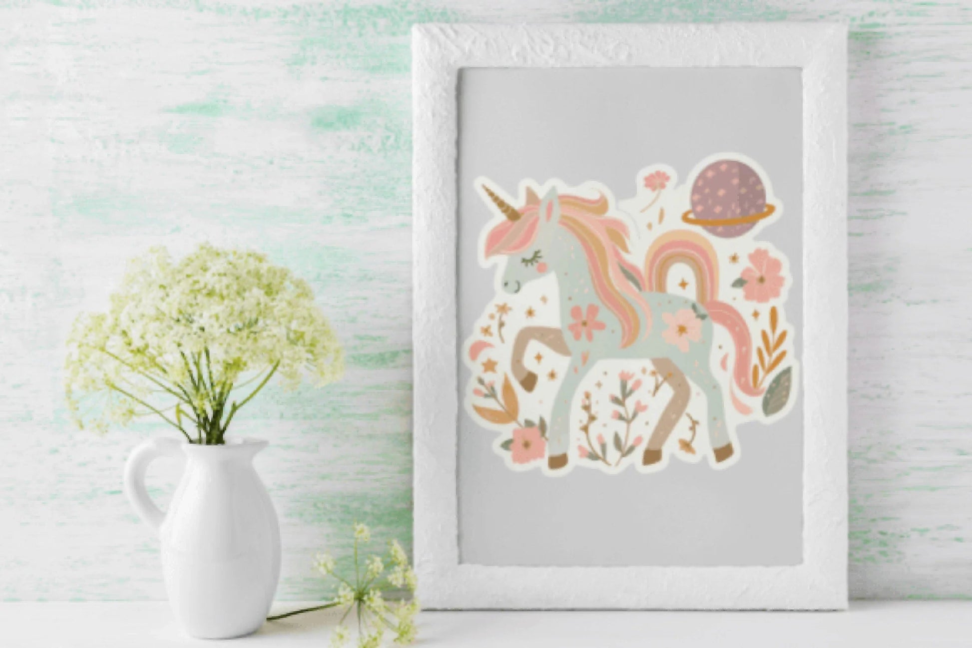 Enchanting Unicorn Floral Sticker Bundle - CraftNest - Digital Crafting and Art
