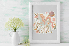 Enchanting Unicorn Floral Sticker Bundle - CraftNest - Digital Crafting and Art