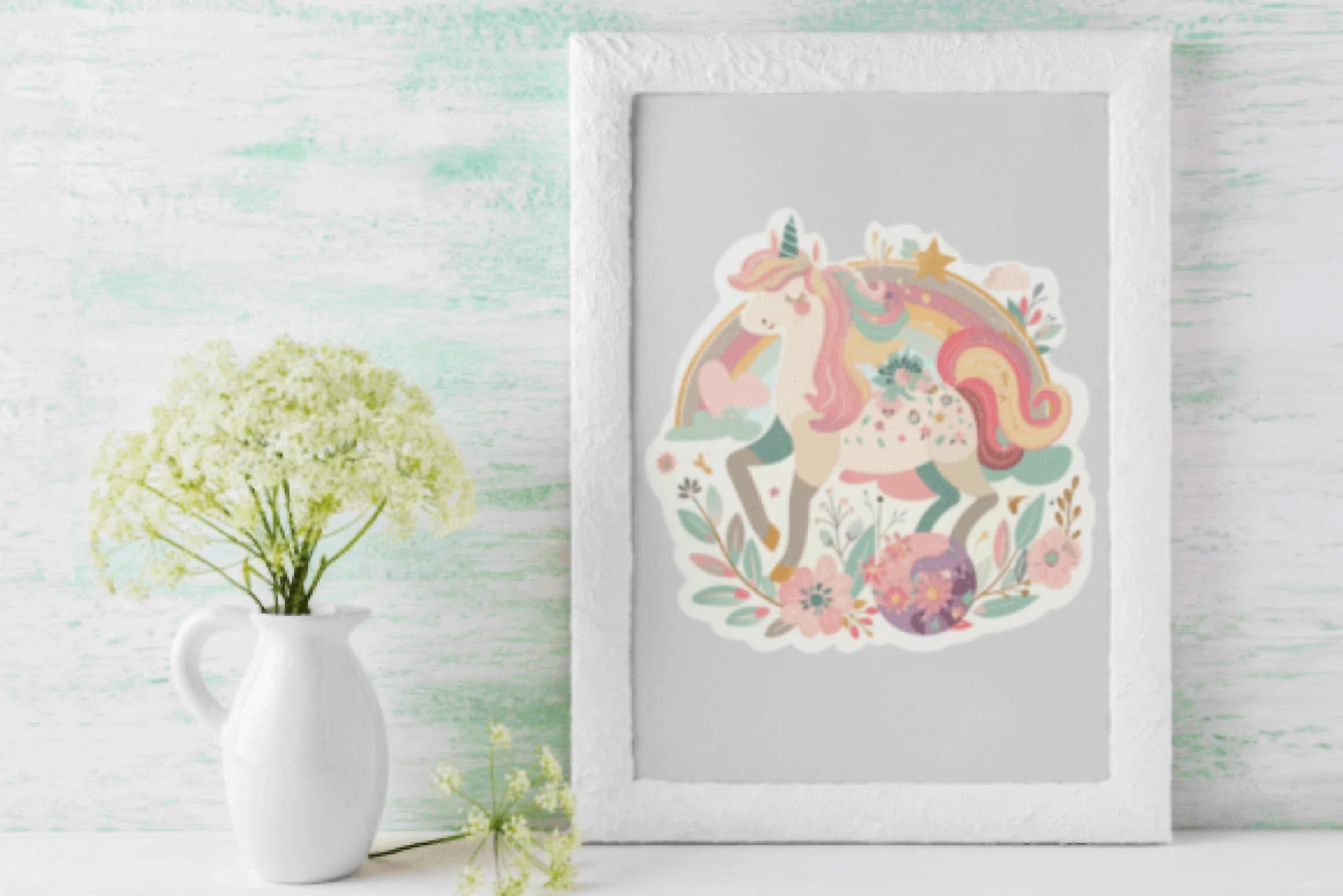 Enchanting Unicorn Floral Sticker Bundle - CraftNest - Digital Crafting and Art