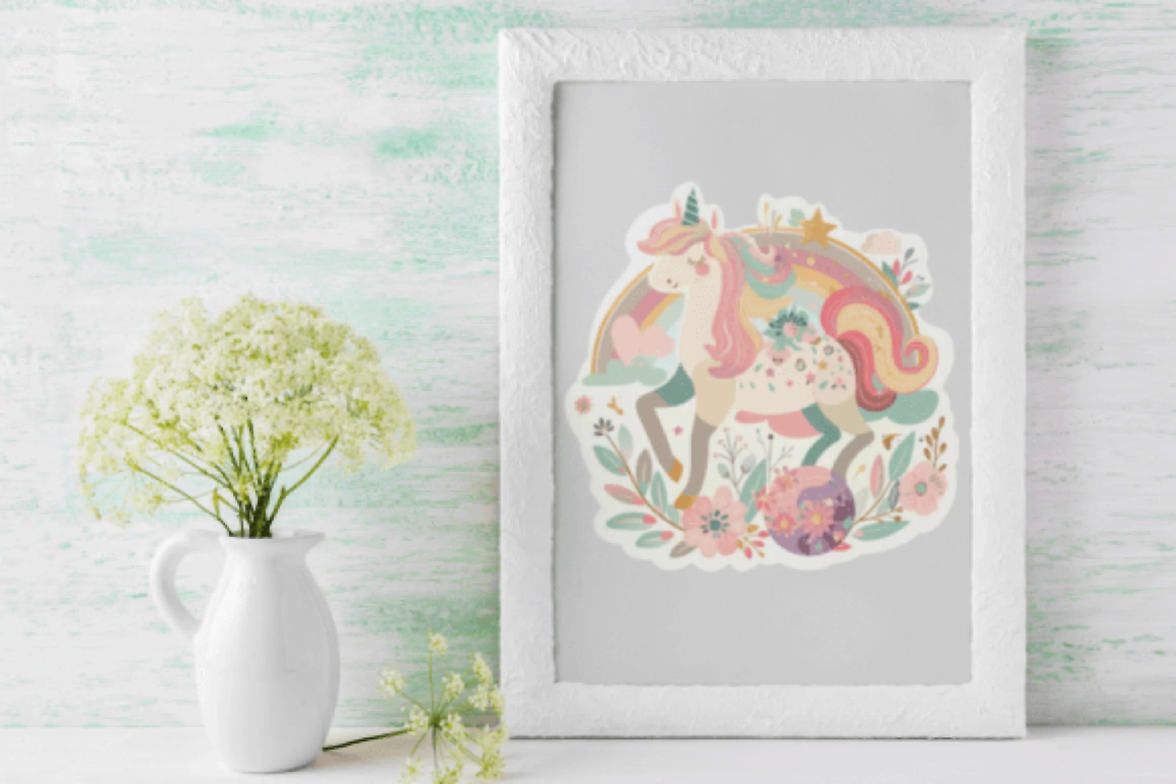 Enchanting Unicorn Floral Sticker Bundle - CraftNest - Digital Crafting and Art