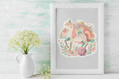 Enchanting Unicorn Floral Sticker Bundle - CraftNest - Digital Crafting and Art