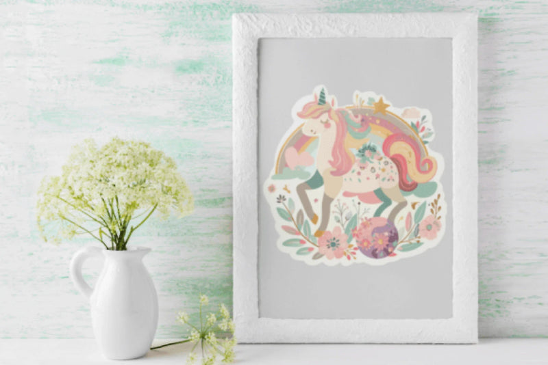 Enchanting Unicorn Floral Sticker Bundle - CraftNest - Digital Crafting and Art
