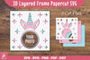 Unicorn 3D Layered Frame Papercut SVG Bundle