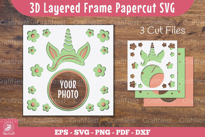Unicorn 3D Layered Frame Papercut Clipart Bundle - CraftNest - Digital Crafting and Art