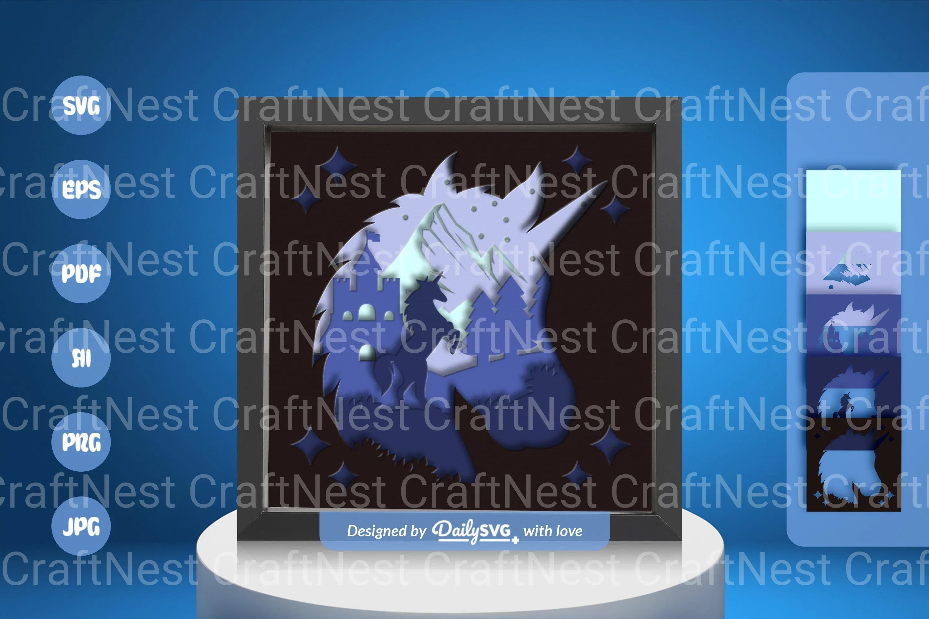 Unicorn Head Papercut SVG Bundle